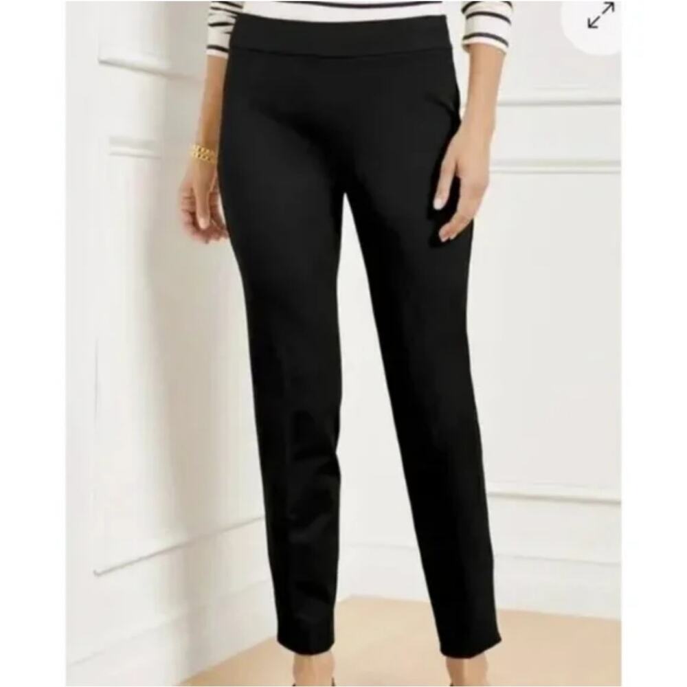 Talbots Womens Classic Side Zip Ankle Pant Size 12 Black Slim Trouser Career